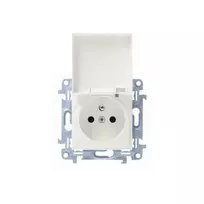 KONTAKT SIMON 10 1-Gang White Socket with Flap IP44 Spring Terminals 16A 250V