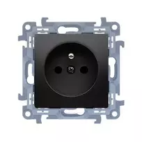 KONTAKT SIMON 10 modulių juodas matinis lizdas 1x Z/U su užuolaidėlėmis ir greitaisiais jungtimis 16A 250V