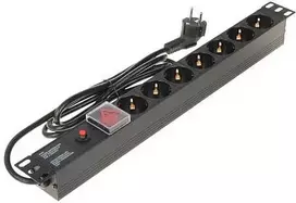 DELTA L19/7F Įžeminimo apsaugos ilgintuvas su 7 Schuko lizdais, 1,5 m laidu, juodas