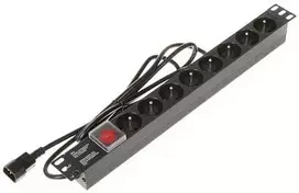 DELTA PD-8/R-IEC ilgintuvas 8 lizdų su apsauga nuo viršįtampių 230V 10A juodas
