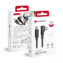 Forcell F-Energy CC-1Deg USB-C į USB-C laidas 100W PD QC4.0 5A 2m Juodas 90° Kampus