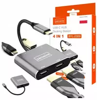 ZENWIRE USB-C Hub 4-in-1 Adapter 2x HDMI 4K USB 3.0 Space Gray BYL-2309