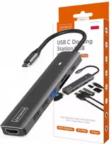 ZENWIRE BS-HC703 USB-C 7-in-1 Hub Adapter su HDMI 4K, USB 3.0, SD kortelių skaitytuvu, Power Delivery 100W, kosminė pilka
