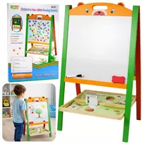 LEAN TOYS Dvipusė magnetinė mokomoji kreidelių lenta 2 viename su žymekliais, raidėmis, skaičiais