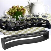 Wooden Shot Glass Holder Black Cup Holders Stand Reusable Drinks Serving Board  Restaurant
