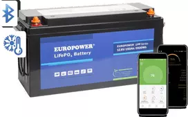 EUROPOWER LFP 12/150/E/B/HT/SH LiFePO4 akumuliatorius 12.8V 150Ah su Bluetooth ir šildymo kilimėliu