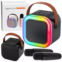 LEAN Karaoke Set Bluetooth Speaker Two Microphones LED Lights Black