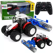 LEAN TOYS nuotoliniu valdymu traktorius su volu RC šviesomis raudonas 1:24