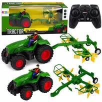LEAN TOYS nuotoliniu valdymu ūkio traktorius su šieno grėbliu ir šviesomis 1:24