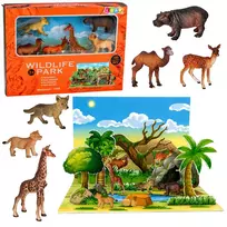 LEAN TOYS Laukiniai gyvūnai – Lapė, Žirafa, Hipopotamas, Elnias, 3D parko stendas