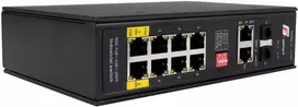 GETFORT GF-110-8PG-2G-2S Pramoninis PoE+ jungiklis, 8x PoE+ Gigabit + 2x Gigabit + 2x SFP, -40°C iki 80°C