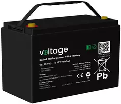 VOLTAGE AGM Long Life Battery 12V 100Ah VEL12-100 (15 Years Design Life)