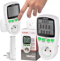 VIRONE EM-4 Vienfazis Elektros Energijos Skaitiklis su LCD Ekranu, 16A, 3680W, Schuko Kištukas