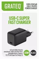 GRATEQ KURU GaN USB-C PD/PPS 45W Black Wall Charger