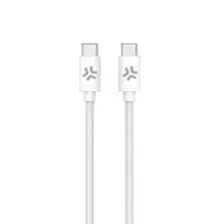 CELLY USBCUSBCCOTT - USB-C į USB-C medvilninis pintas laidas baltas (Power Delivery)