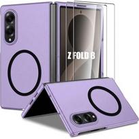 Dėklas su 2 grūdintais stiklais, skirtas Samsung Galaxy Z Fold 8, kietas, su magnetiniu žiedu - Violetinis violetinė