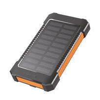 LogiLink 8000mAh Solar Power Bank - Orange, 2xUSB Flashlight, Camping