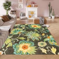 Bohemian Vintage Colorful Floral Area Rug Non-Slip Floor Mat for Living Room Bedroom Dark Cottagecore Home Decor 40X60CM