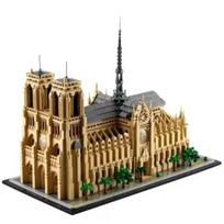 Pasaulyje žinoma architektūra Notre Dame katedra Paryžiuje Statybiniai kaladėlės 21061 Surinkimo modelis Plytos Švietimo žaislai Dovana vaikams beige