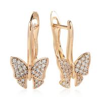 Luxury Fine Butterfly Long Drop Earrings Women Unusual  Rose Gold Color Earrings Hollow Creative Fashion Daily Jewelry