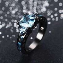 New European And American Creative Accessories Fashion Female Zircon Hand  Black Gem Wedding Ladies Ring 5