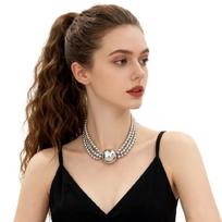 Fashion Artificial Pearls Necklace With Round Beads Skin Friendly Evening Wear Jewelry