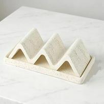 Natural Travertine Japanese Style Soap Dish Wave Shaped with Drainage Soap Holder Minimalist Sandstone Bathroom Soap Box Kitchen balta