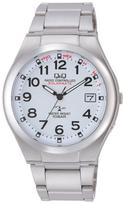 Q&Q Citizen Watch Analog Radio-Controlled Solar Water Resistant with Date, Metal Band, Men's HG12-204 White balta