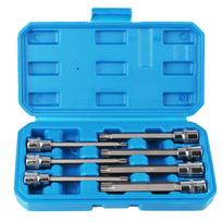 T25, T30, T40, T45, T50, T55, T60 Size Torx Star Bit Socket Set Drive Extra Long 7Pcs Chrome-Vanadium Steel 3/8inch Auto Accessories 7PCS