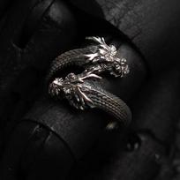 Best Sellers! Mysterious oriental power, Chinese style China-Chic double headed dragon, adjustable ring
