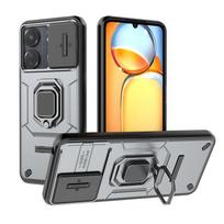 „Xiaomi Redmi 13C Case Slide Camera Protect Armor Phone Case For Poco C65 PocoC65 C 65 Magnet Holder Ring Cover Redmi13C 13 C For Redmi 13C pilka spalva