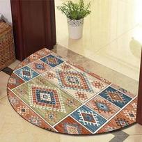 Flannel Semi-Circular Carpet, Entrance Door Mat for The Living Room, Bathroom Water-Absorbing and Anti-slip Floor Mat 40X60CM (1.3X2FT