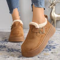 Moteriški platūs platforminiai sniego batai, didinantys aukštį pliušiniai klumpės, žieminiai šilti Birkenstocks didmeninė prekyba moterims 41 juoda