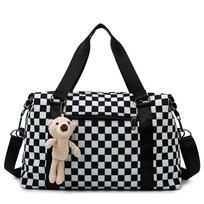 Women's Large Capacity Checkerboard Travel Gym Bag