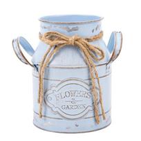 Metalinis gėlių vazonas Shabby Chic Vintažinis vazonas Metalinis pieno bidonas Gėlių vazonas Vintažinis mėlyna