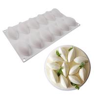 New 12 Fondant Mold Cavity Silicone Cake Form Quenelle Shaped Mould Mousse Cake Chocolate Decorating Tools Baking Pan Tray balta