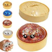 Glitter Dumpling Squishy, 2026 New Bun Squeeze Stress Relief Ball with Steamer Box for Stress Relief (4 Pcs)