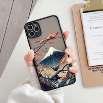 Japanese Aesthetic Mount Fuji Landscape Phone Case For iPhone 15 Plus 17 16 14 13 12 11 15 Pro Max Mini XR XS X Shockproof Cover For iphone 16ProMax black