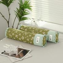 Cylindrical Neck Support Pillow for Cervical Health - Double-Layer Gauze & Buckwheat Hull Core Buckwheat Hull Filled white