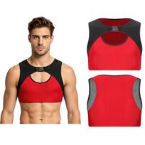 Men Gym Crop Top Sleeveless Mesh Patchwork Front Hollow Out Buckle Color Block Vest Tank for Running Wrestling Exercise S bordinė