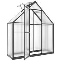 Polikarbonatinė šiltnamis su atidaromomis durimis ir reguliuojamu langu, praeinamas šiltnamis, 5,5 x 2 pėdos, juodas 170 x 58 x 195 cm
