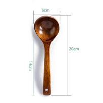 Kitchen Wooden Deep Cooking Spoon Wood Soup Porridge Ladle Scoop Spoon Utensil S