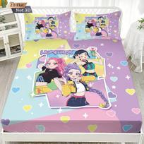 1pc K-Pop Demon Hunters Fitted Sheet Polyester Durablle Machine washable Bedding Set for Home Bedroom Decoration Birthday Gift 99x190x25cm beige
