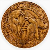 60.96 cm Odin's Ravens Huginn Muninn Wood Carving Viking Valknut Plaque Christmas Wedding Wall Home Office Decor