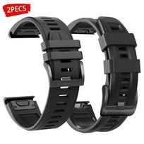2 vnt. QuickFit dirželis 22 mm 26 mm, skirtas Garmin Fenix 8 E 7 7X 6X 6 Pro 5X Plus/Epix Gen 2/Tactix 8, riešo dirželis, sportinis silikoninis apyrankė QuickFit 22mm gray