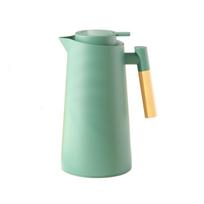 Wood Handle Insulated Bottle 1L Hot Water Jug Bottle Portable Nordic Vacuum Flask  Drinkware žalia