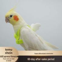 Parrot Bird Harness with Tiger-Skin Design and Peony Print Large žalia