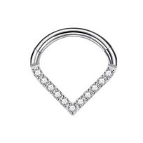 Teardrop Shape Septum Nose Clicker Surgical Steel Body Piercing Jewelry Rhinestone Nose Ring  Men Diameter 8 mm sidabras