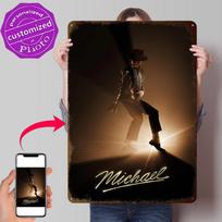 Michael Jackson Moonwalk D Printed Texture Poster Personalized Wall Art Retro Metal Tin Signs for Home Decor Living Room House 20x30cm（7.8x11.8inch）