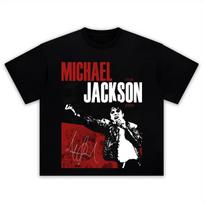 Singer MJ Michael Jackson Portrait Graphic Cotton T Shirt Women's Men's Retro Hip Hop Short S XL